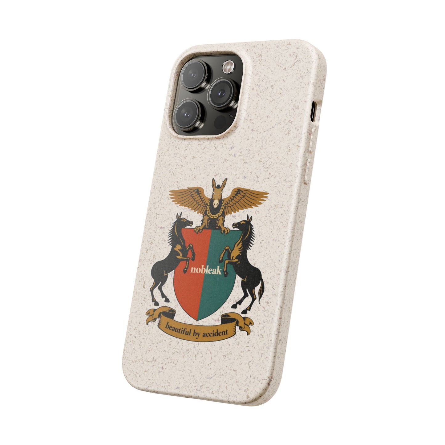 Biodegradable Phone Case — Vintage Coat of Arms Crest ("nobleak" & "Beautified by Accident")