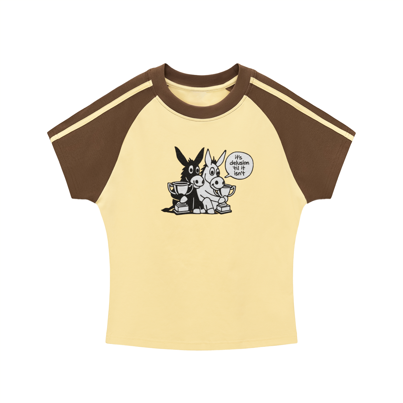 Women's Contrast Stripes Bodycon Raglan  Sleeve T-Shirt