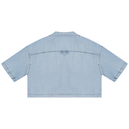 Women's Going out Vintage Wash Boxy Cropped Shirt