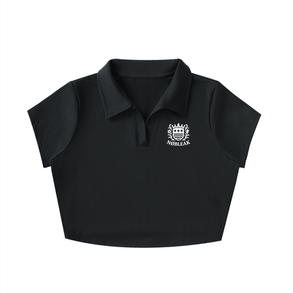 Women's V-Neck Lapel Crop Top