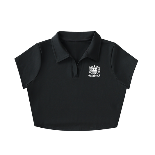 Women's V-Neck Lapel Crop Top