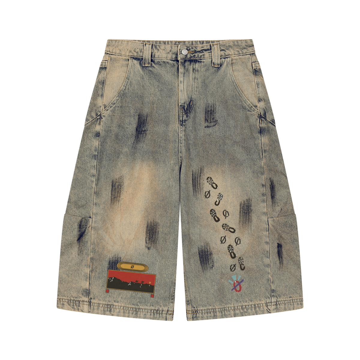 Men’s Vintage Wash Denim Statement Jeans