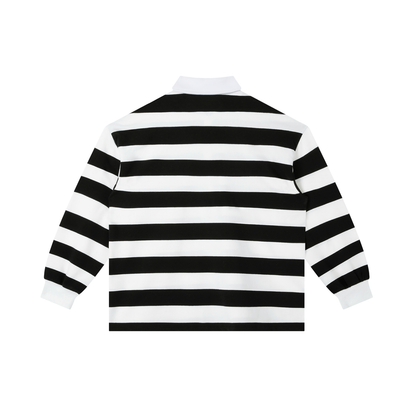 Unisex Color Block Stripe Statement Polo Shirt