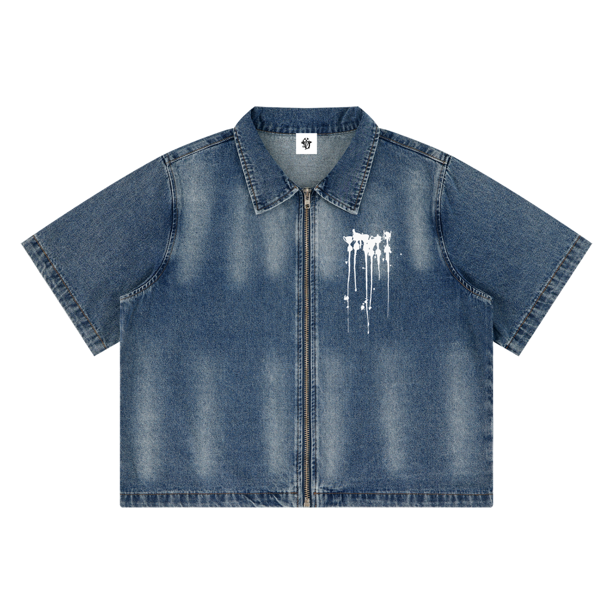 Unisex Vintage Washed Full-Zip Going out Denim Shirt