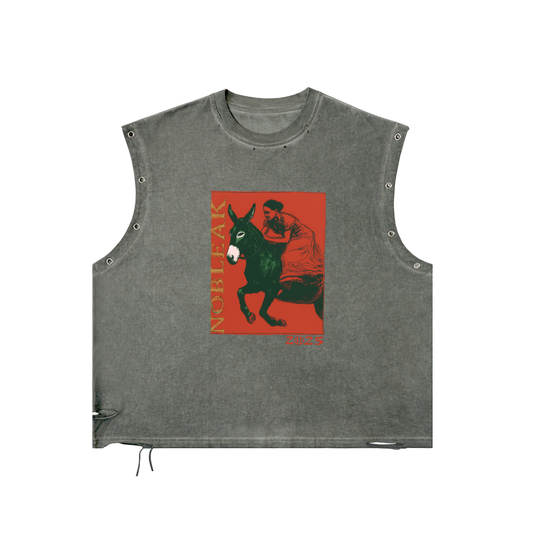 Men's Distressed Grommet Eyelet Tank Top