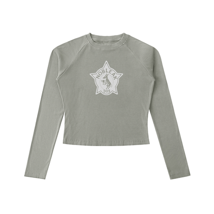 Women's Dyed Washed Raglan Long Sleeve Slim T-Shirt