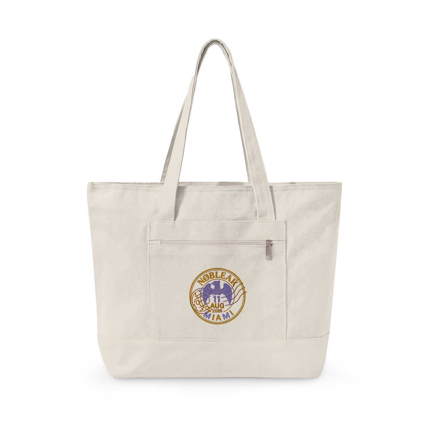 Zippered Canvas Tote — Vintage State Seal Emblem Eco Tote Bag