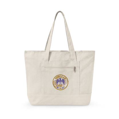Zippered Canvas Tote — Vintage State Seal Emblem Eco Tote Bag