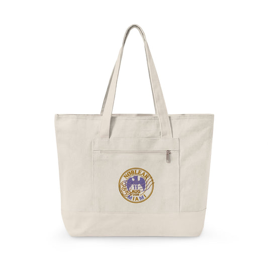 Zippered Canvas Tote — Vintage State Seal Emblem Eco Tote Bag