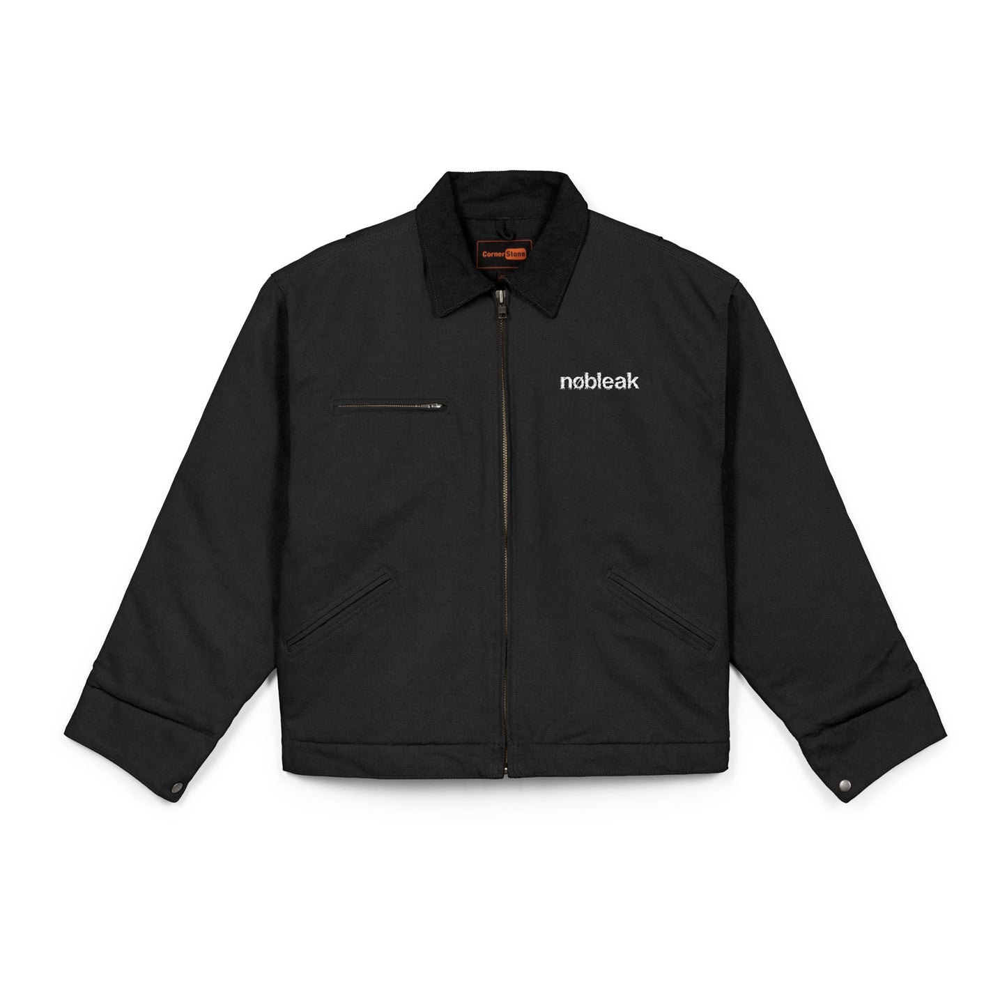 Embroidered Duck Cloth Work Jacket — Durable Black Utility Jacket