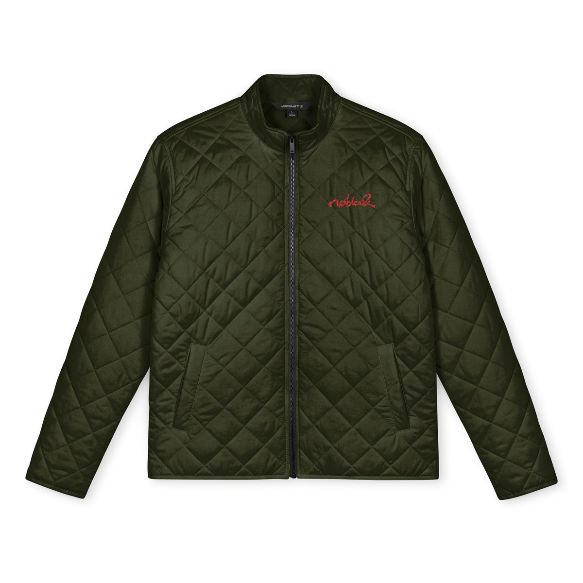 Unisex Full‑Zip Diamond Quilted Embroidered Jacket