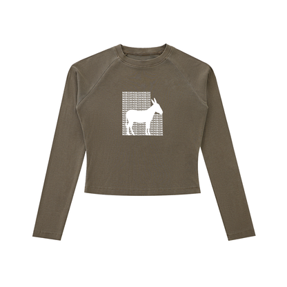 Dyed Washed Raglan Long Sleeve Slim T-Shirt