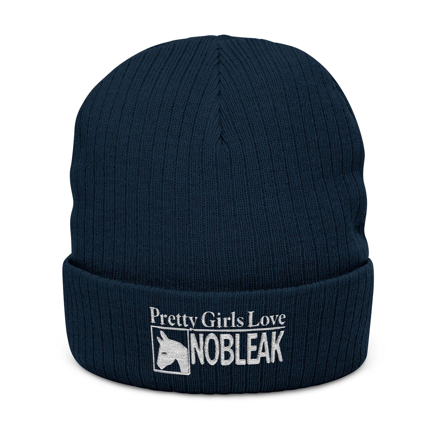 Embroidered 'Pretty Girls Love NOBLEAK' Ribbed Knit Beanie