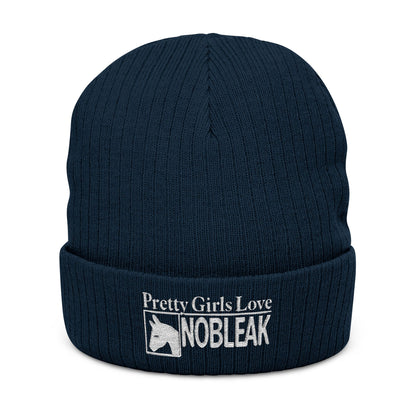 Embroidered 'Pretty Girls Love NOBLEAK' Ribbed Knit Beanie