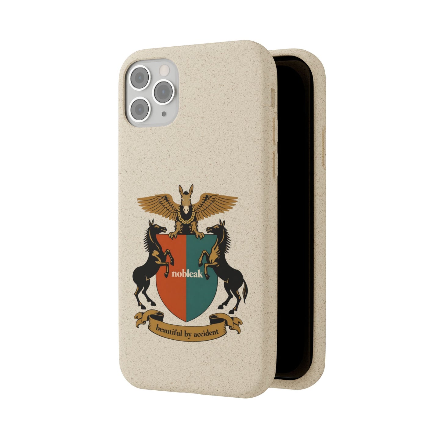 Biodegradable Phone Case — Vintage Coat of Arms Crest ("nobleak" & "Beautified by Accident")
