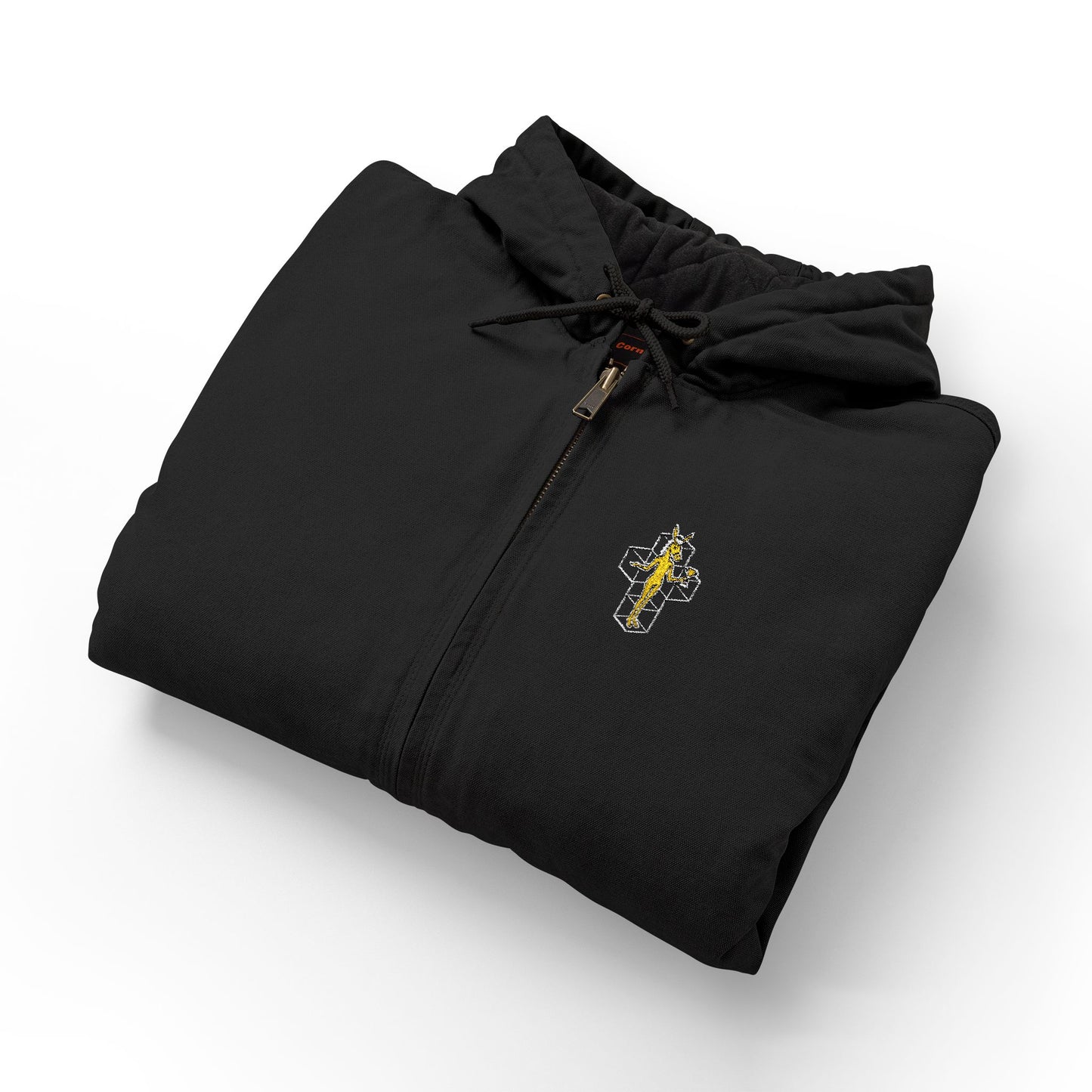 Embroidered Black Duck Cloth Hooded Work Jacket – Small Chest Crest