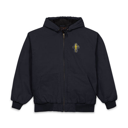 Embroidered Black Duck Cloth Hooded Work Jacket – Small Chest Crest