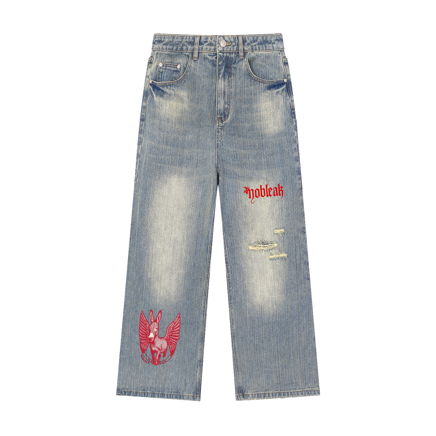 Vintage Wash Distressed Denim Jeans