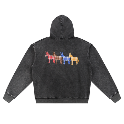 Snow Wash Oversized Zip-Up Hoodie