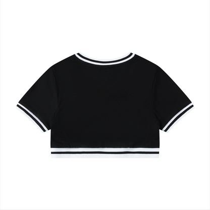 Women's Color Block V-Neck Crop T-Shirt