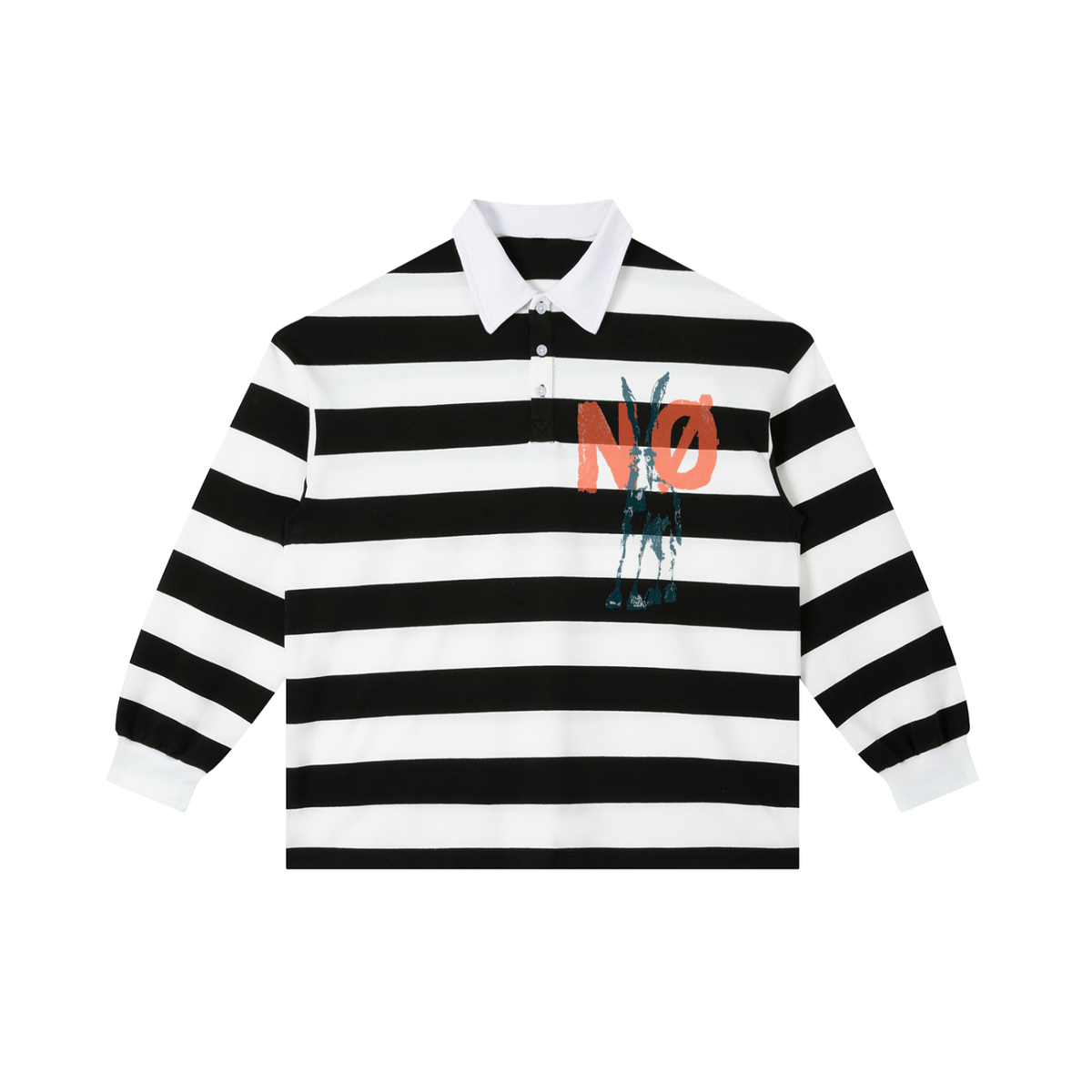 Unisex Color Block Stripe Statement Polo Shirt
