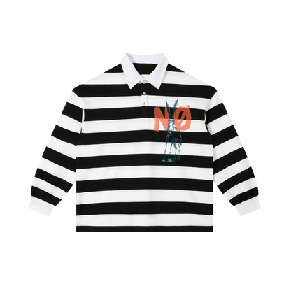 Unisex Color Block Stripe Statement Polo Shirt