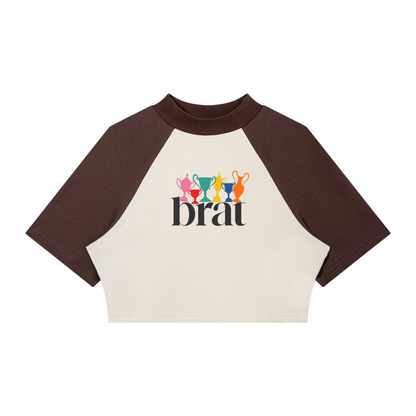 Women’s Color Block Raglan Crop Essential T-Shirt