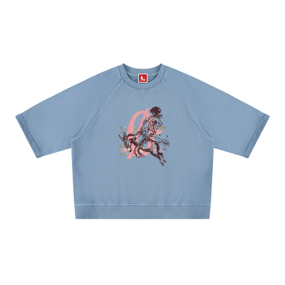 Unisex Street Vintage Wash Boxy Short Sleeve Sweatshirt