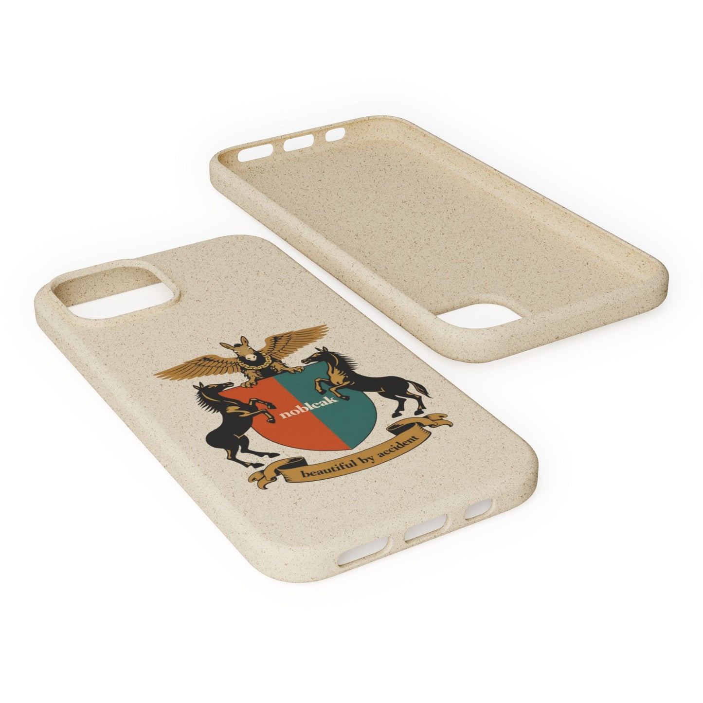 Biodegradable Phone Case — Vintage Coat of Arms Crest ("nobleak" & "Beautified by Accident")