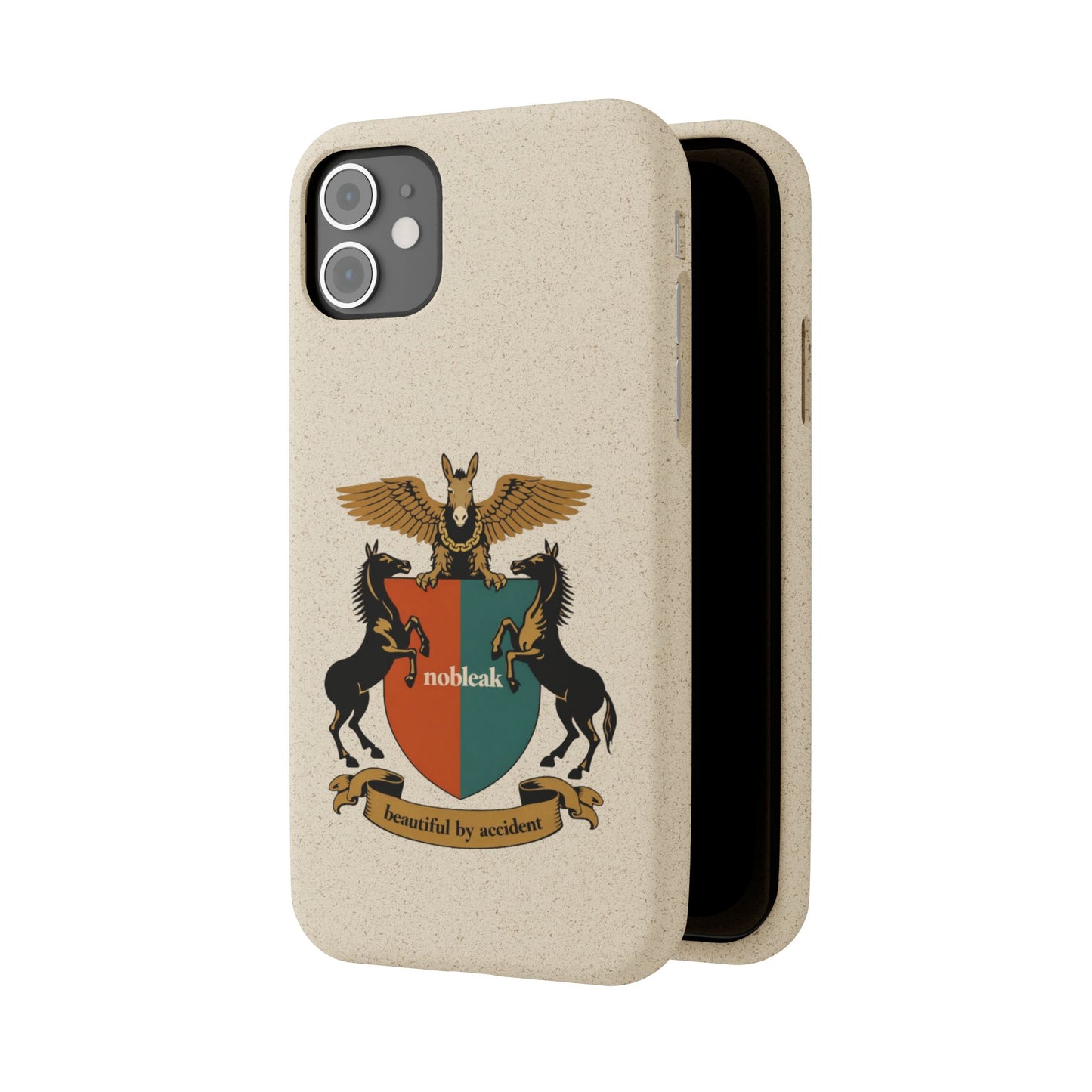 Biodegradable Phone Case — Vintage Coat of Arms Crest ("nobleak" & "Beautified by Accident")