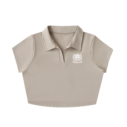 Women's V-Neck Lapel Crop Top