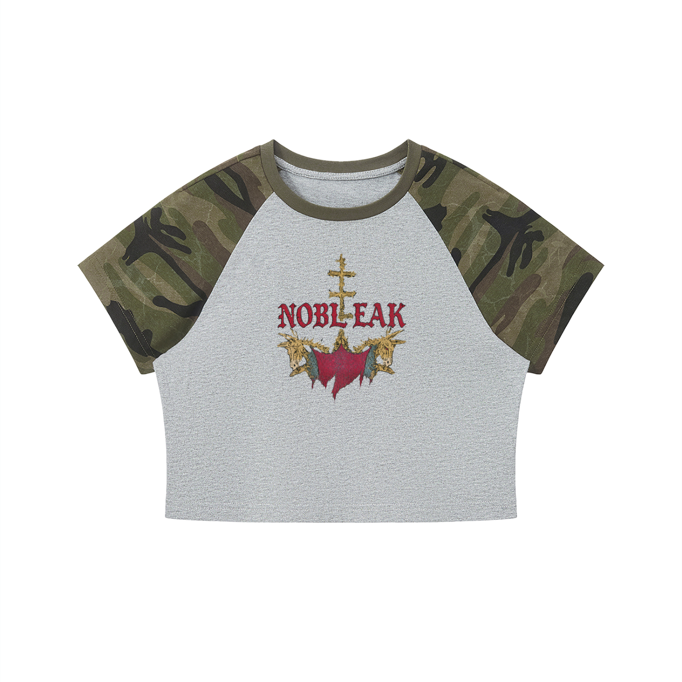 Women’s Camo Raglan Crop T-Shirt
