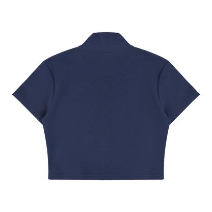 Women's Cropped Full Zip Short Sleeve T-Shirt