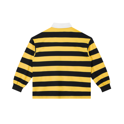 Unisex Color Block Stripe street Polo Shirt