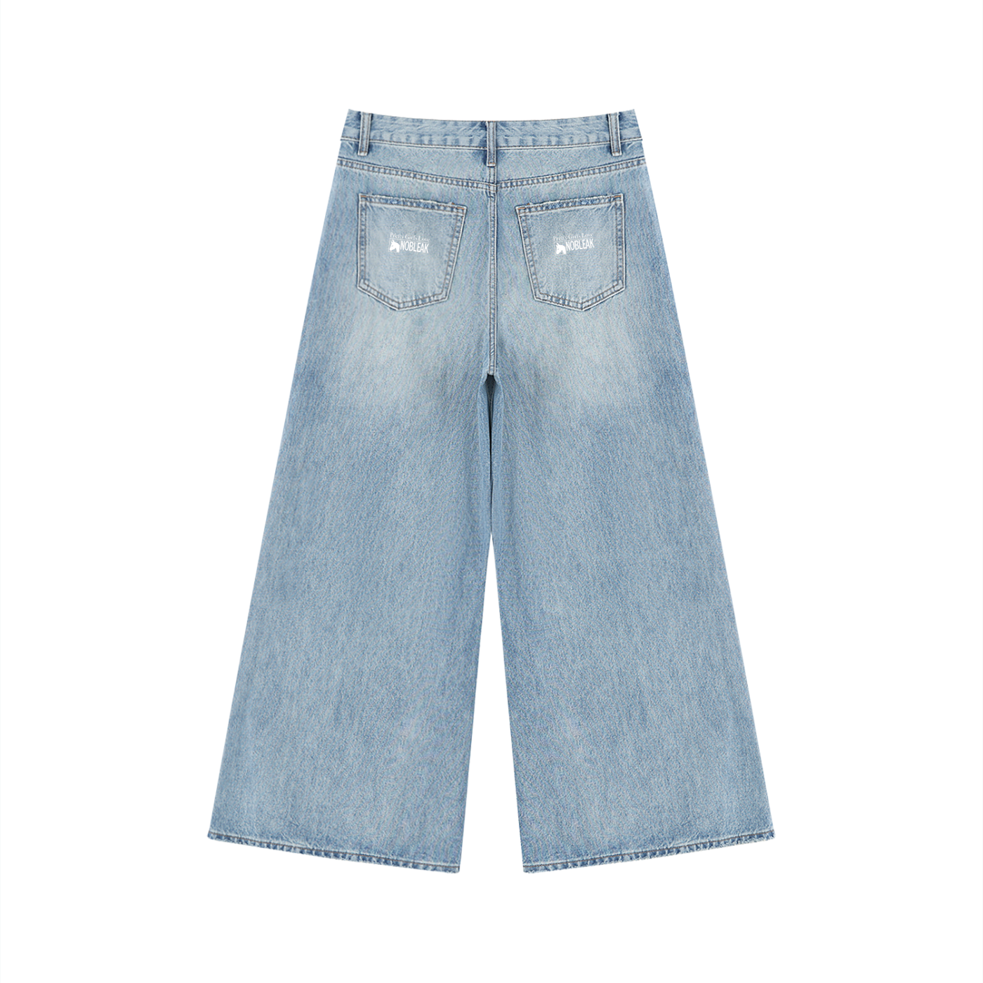 Women's Vintage Wash Distressed Wide Leg Jeans