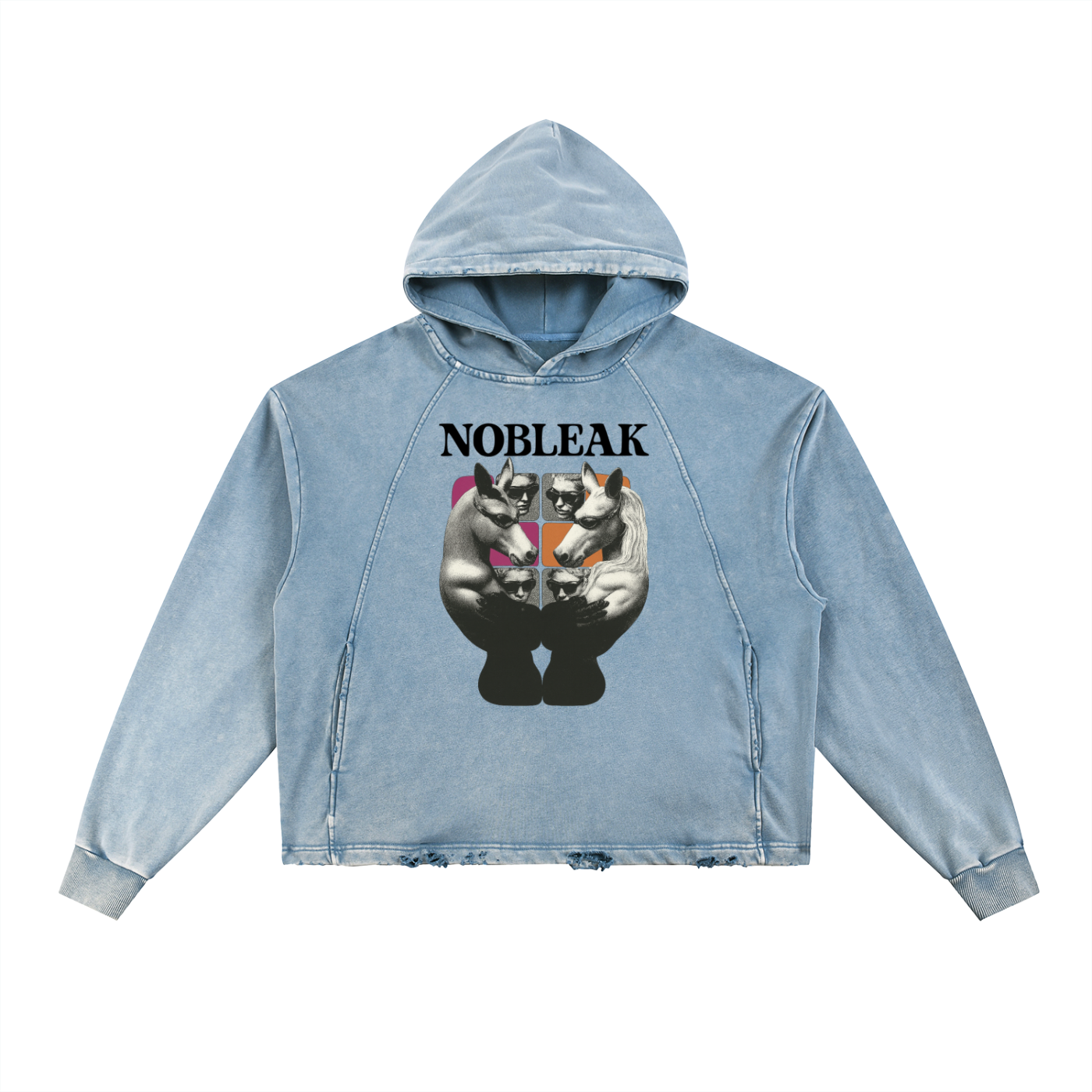 Vintage Washed Frayed-Hem Hoodie