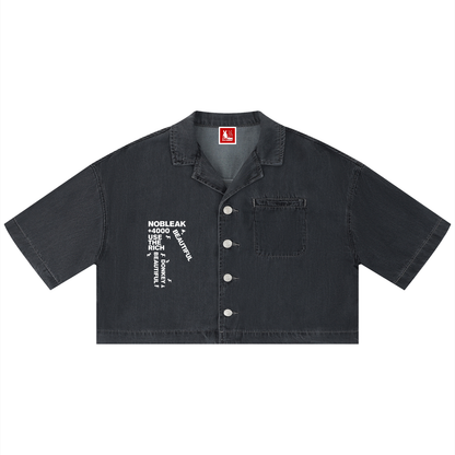 Women's Going out Vintage Wash Boxy Cropped Shirt