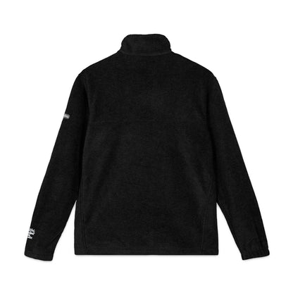 Embroidered Black Fleece Jacket — Graphic Chest & Sleeve Design