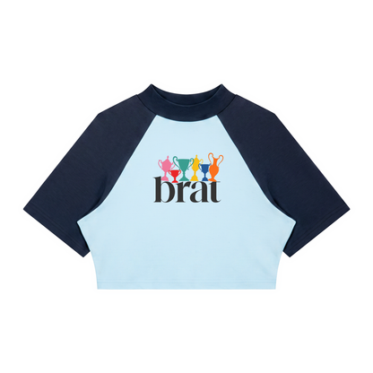 Women’s Color Block Raglan Crop Essential T-Shirt