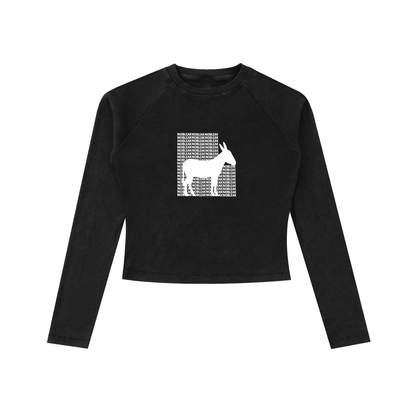 Dyed Washed Raglan Long Sleeve Slim T-Shirt