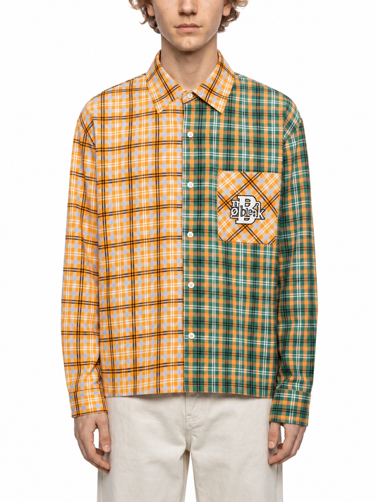 Unisex Oversized Plaid Color Block Shirt