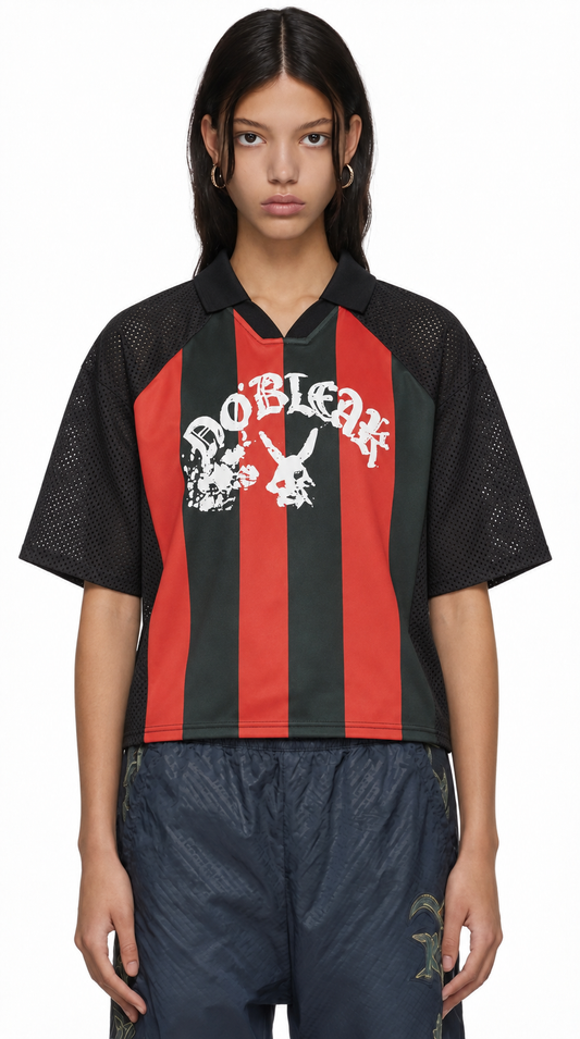 Unisex Striped Mesh Boxy Street Soccer Jersey