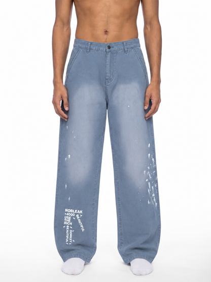 Men's Vintage Wash Splatter Going out Denim Jeans