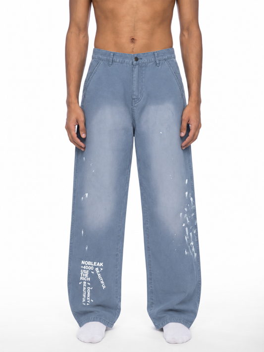 Men's Vintage Wash Splatter Going out Denim Jeans