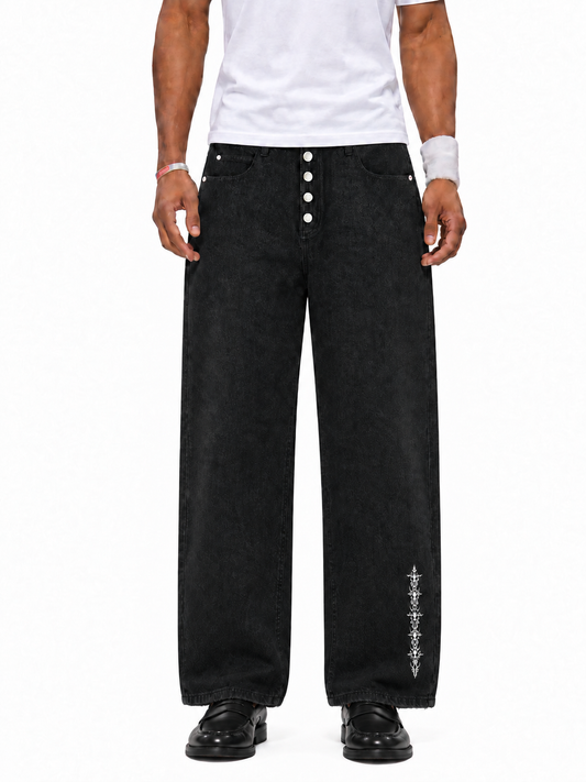 Men's Vintage Wash Wide Leg Going out Denim Jeans