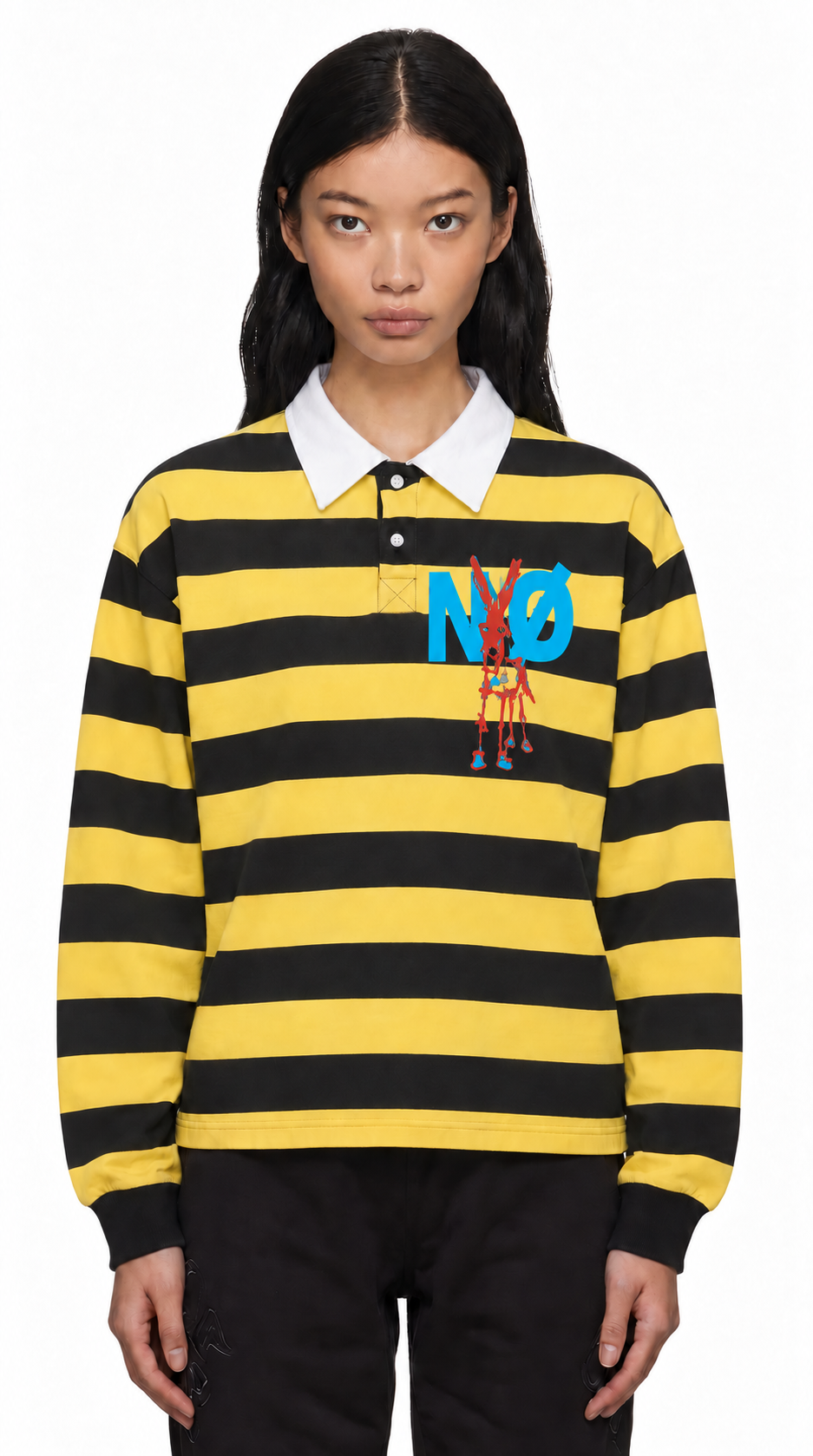 Unisex Color Block Stripe street Polo Shirt