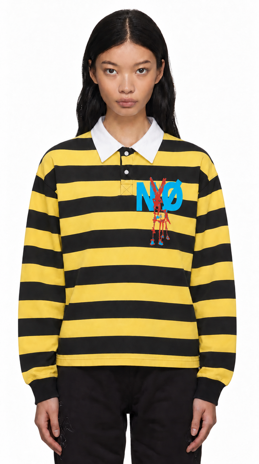 Unisex Color Block Stripe street Polo Shirt