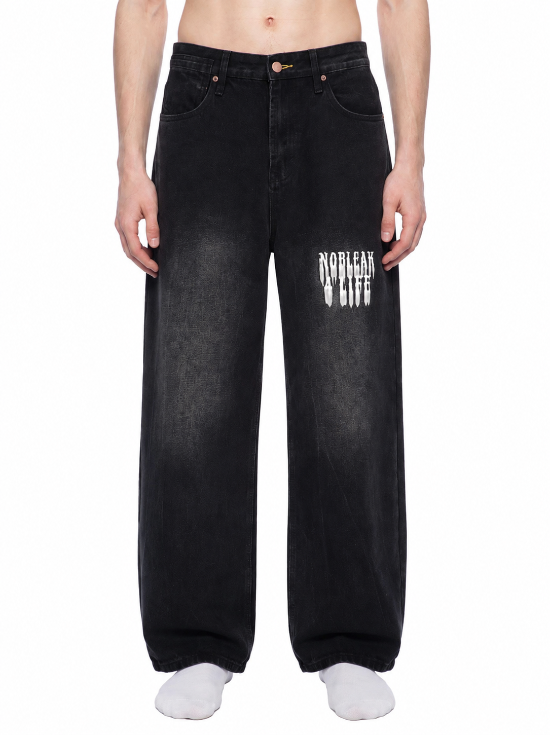 Men's Essential Vintage Wash Wide Leg Jeans