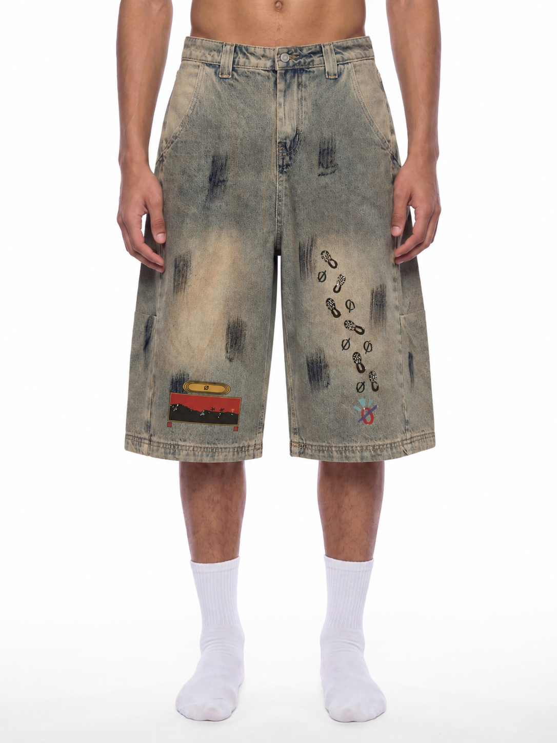 Men’s Vintage Wash Denim Statement Jeans