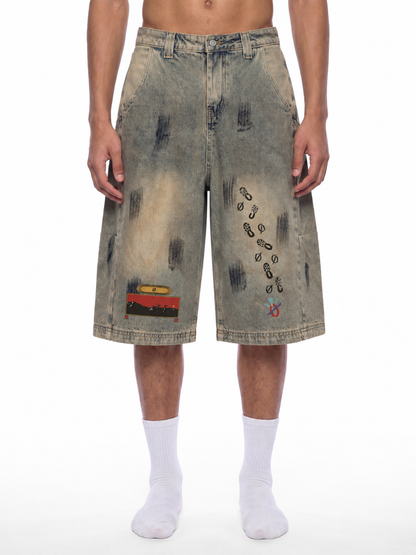 Men’s Vintage Wash Denim Statement Jeans